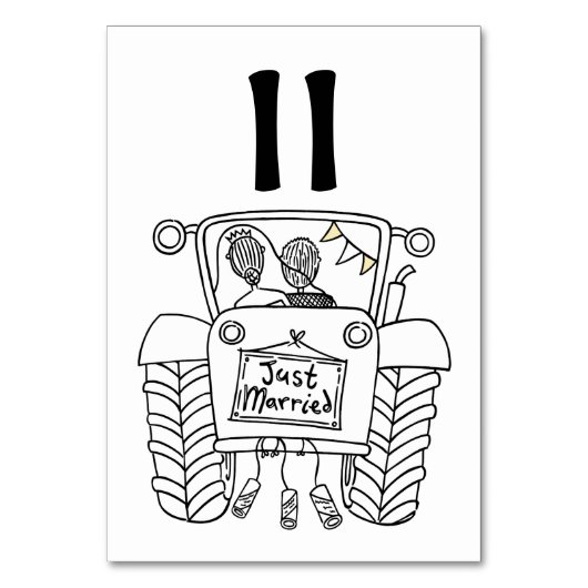 Tabelnummer aangepast land bruiloft kaart (Achterkant)