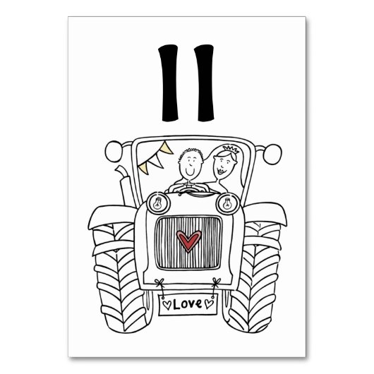 Tabelnummer aangepast land bruiloft kaart (Voorkant)