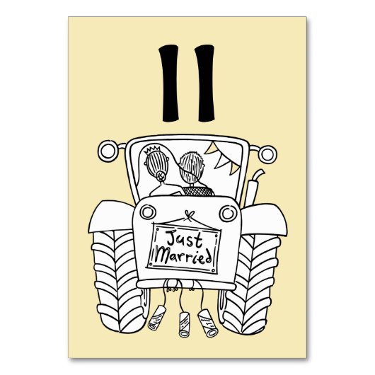 Tabelnummer aangepast land bruiloft kaart (Achterkant)