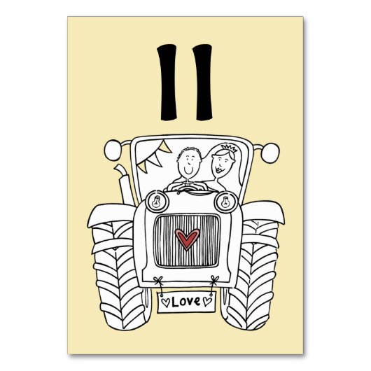 Tabelnummer aangepast land bruiloft kaart (Voorkant)