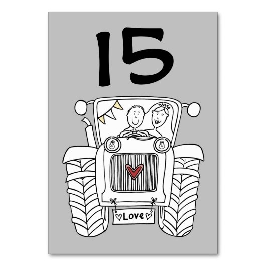 Tabelnummer aangepast land bruiloft kaart (Voorkant)