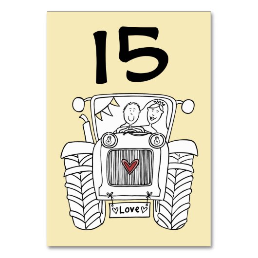 Tabelnummer aangepast land bruiloft kaart (Achterkant)