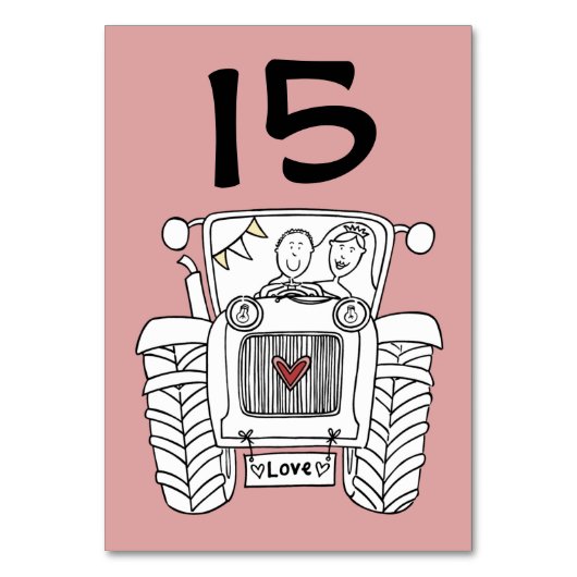 Tabelnummer aangepast land bruiloft kaart (Voorkant)