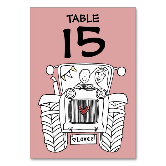 Tabelnummer aangepast land bruiloft kaart (Achterkant)