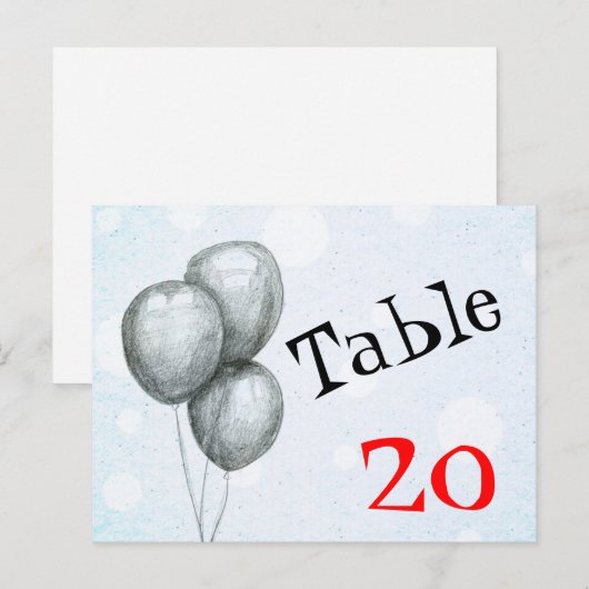 Tabelnummer ballonnen Briefkaart (Voorkant / Achterkant)