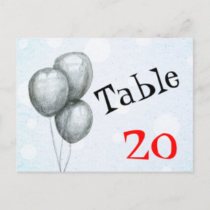 Tabelnummer ballonnen Briefkaart