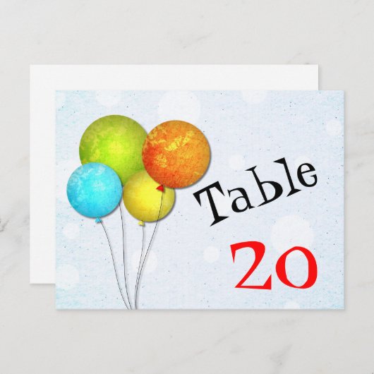 Tabelnummer ballonnen Briefkaart (Voorkant / Achterkant)