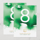 TabelNUMMER Bar Mitzvah ster groene waterverf Kaart (Voorkant / Achterkant)