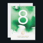 TabelNUMMER Bar Mitzvah ster groene waterverf Kaart<br><div class="desc">OPMERKING - HET SHINY GOLD FOIL EFFECT IS EEN AFDRUKTE PICTUREUgebruik deze trendy kleine TABLE NUMMERS als onderdeel van uw GEBEURTENIS. U zult de lijstaantallen op elke kaart fysisch moeten veranderen en elk toevoegen aan kar:)Opstelling als sjabloon is het eenvoudig voor u om uw eigen details toe te voegen, of...</div>