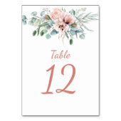 Tabelnummer Blush roze ivoor papavers Kaart (Achterkant)