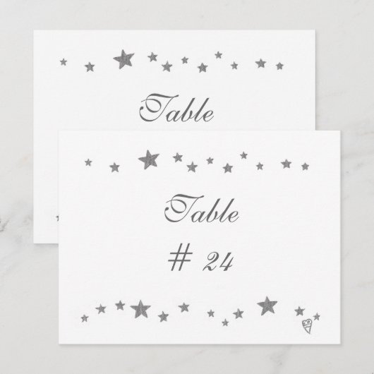 Tabelnummer Briefkaarten, zilveren sterrand Briefkaart (Voorkant / Achterkant)