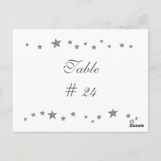 Tabelnummer Briefkaarten, zilveren sterrand Briefkaart (Achterkant)