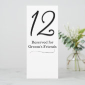 Tabelnummer bruiloft kaart (Staand voorkant)