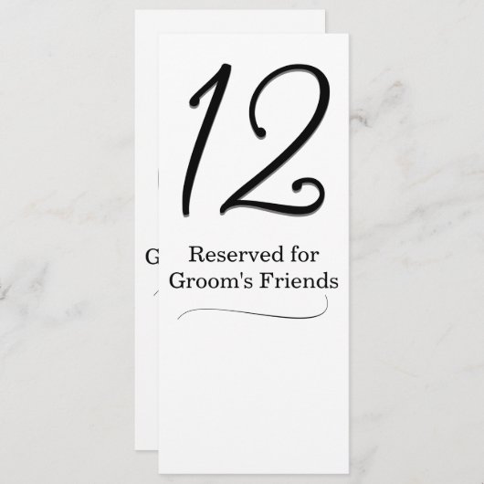 Tabelnummer bruiloft kaart (Voorkant / Achterkant)