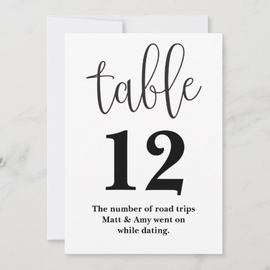 Tabelnummer bruiloft-ontvangstteken kaart (Voorkant)