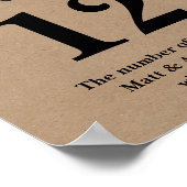 Tabelnummer bruiloft-ontvangstteken poster (Hoek)