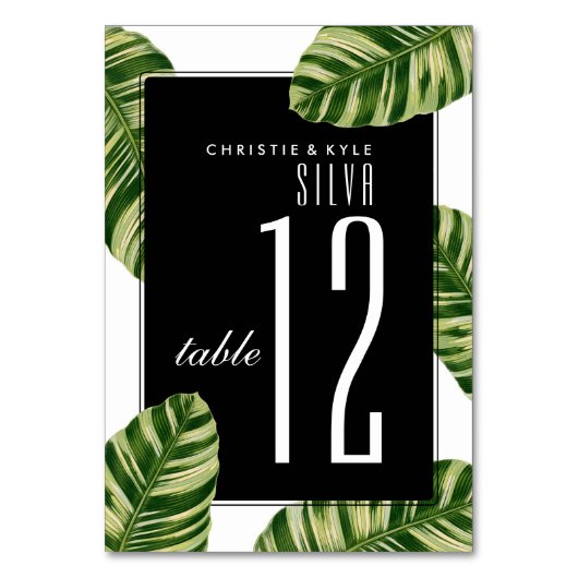 Tabelnummer bruiloft |  palmboom kaart (Achterkant)