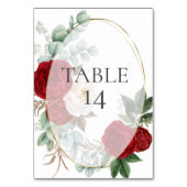 Tabelnummer bruiloft | Scarlet Red Peony Flowers Kaart (Voorkant)