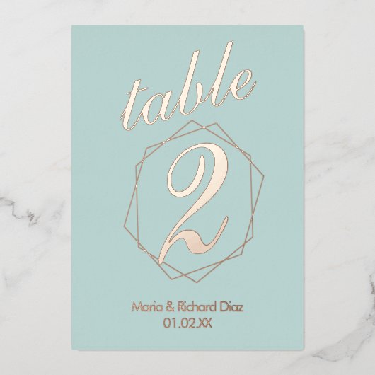 Tabelnummer geometrische rand gecomprimeerde Folie Folie Uitnodiging (Voorkant)