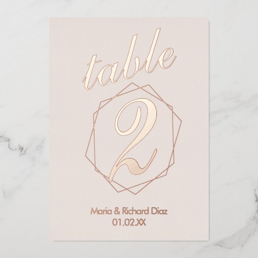 Tabelnummer geometrische rand gecomprimeerde Folie Uitnodiging (Voorkant)