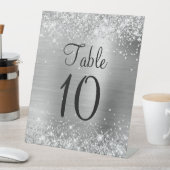 Tabelnummer Glittery Silver Foil Weddenschap Reclamebord Met Voetstuk (Insitu)