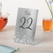 Tabelnummer Glittery Silver Foil Weddenschap Reclamebord Met Voetstuk (Insitu)