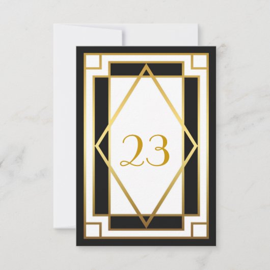Tabelnummer,Great Gatsby,elegant,chic,wit zwart Kaart (Voorkant)