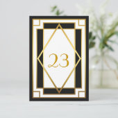 Tabelnummer,Great Gatsby,elegant,chic,wit zwart Kaart (Staand voorkant)
