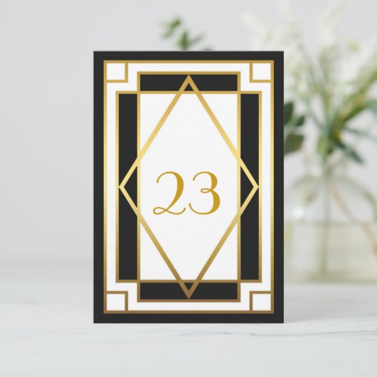 Tabelnummer,Great Gatsby,elegant,chic,wit zwart Kaart (Staand voorkant)