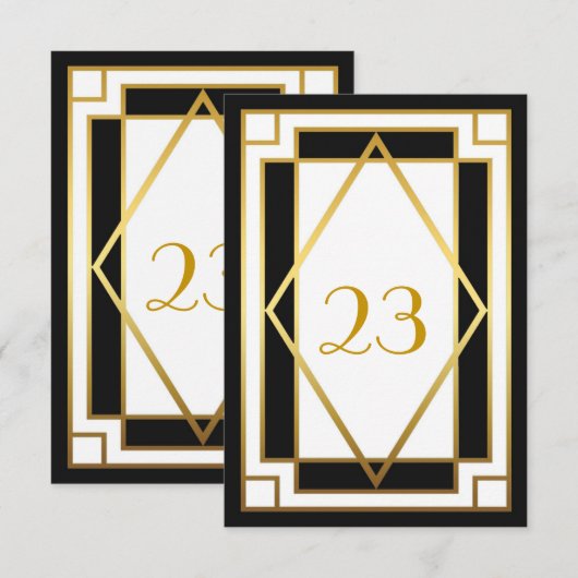 Tabelnummer,Great Gatsby,elegant,chic,wit zwart Kaart (Voorkant / Achterkant)