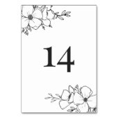 Tabelnummer handgetekende houtskool en witte bloem kaart (Voorkant)