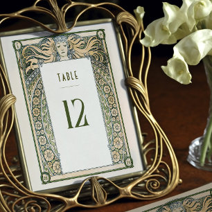 Tabelnummer Kaart Art Nouveau Mucha  Deco Poster