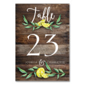 TABELNUMMER KAART | Rustiek hout citroen bruiloft (Achterkant)