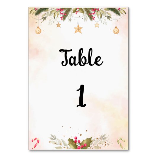 Tabelnummer kerstbruiloft kaart (Achterkant)