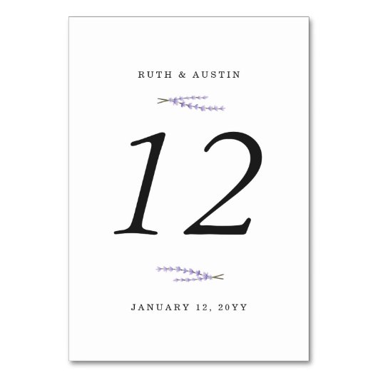 Tabelnummer Lavendelvelden Kaart (Achterkant)