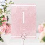 Tabelnummer legant Roos Waterverf<br><div class="desc">Help uw gasten hun lijst met dit elegante stoffige roos tint van de waterverf lijstaantal vinden. Dubbele kaarten. Uitstekende stoffige roos en wazige roze tinten waterverf wasachtergrond en witte tekst. NOTA: te plaatsen gelieve een individuele orde voor elk lijstaantal u wenst (d.w.z. voor een gebeurtenis met drie lijsten, zou u...</div>