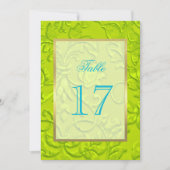 Tabelnummer Lime Green Damask met elke kleur Kaart (Voorkant)