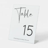 Tabelnummer Modern Script-Baby shower Reclamebord Met Voetstuk (Voorkant)