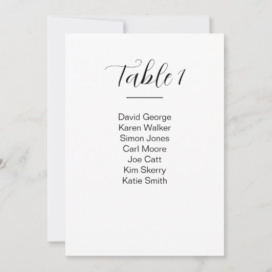 Tabelnummer moderne bruiloft kaart (Voorkant)