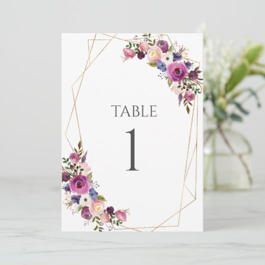 Tabelnummer Paarse en blauwe Rozen (Staand voorkant)