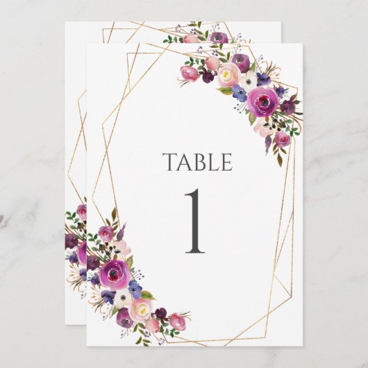 Tabelnummer Paarse en blauwe Rozen (Voorkant / Achterkant)
