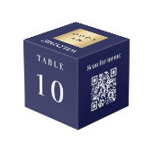 Tabelnummer QR-codemenu blauw bedrijf logo Kubus (Achter hoekig)