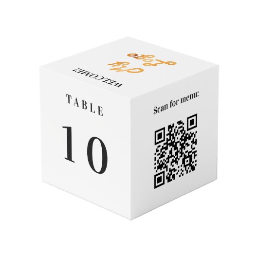 Tabelnummer QR-codemenu white business logo Kubus (Achter hoekig)