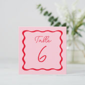 Tabelnummer roze en rode avy Wedding Square Menu (Staand voorkant)