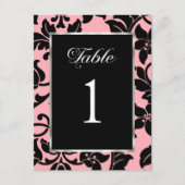 Tabelnummer Roze en Zwarte Damask Briefkaart (Voorkant)