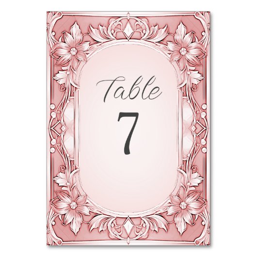 Tabelnummer roze Lijst Kaart (Achterkant)