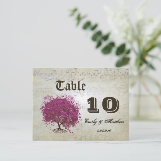 Tabelnummer Sangria Heart Leaf Briefkaart (Staand voorkant)