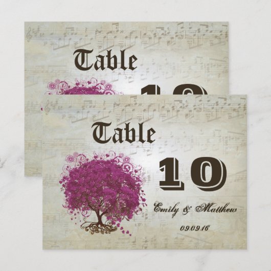 Tabelnummer Sangria Heart Leaf Briefkaart (Voorkant / Achterkant)