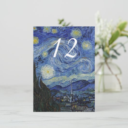 Tabelnummer Sterrennacht bruiloft Kaart (Staand voorkant)