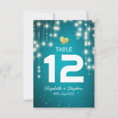 Tabelnummer tekenreekslampjes voor bruiloft kaart (Voorkant)